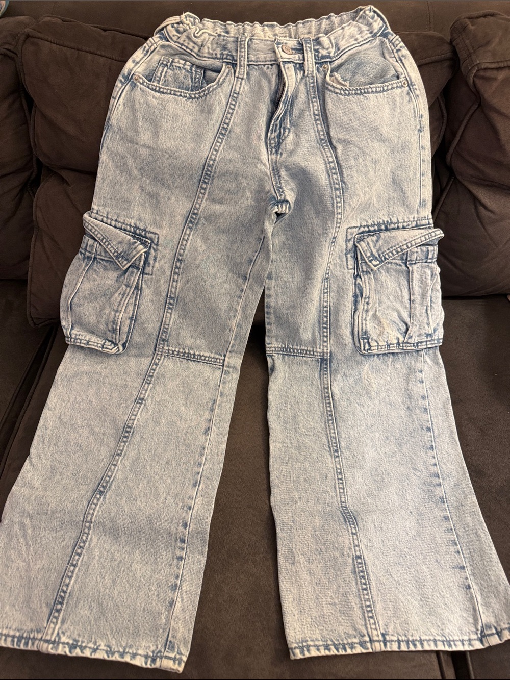 Old Navy Light Blue Wide-Leg Cargo Jeans